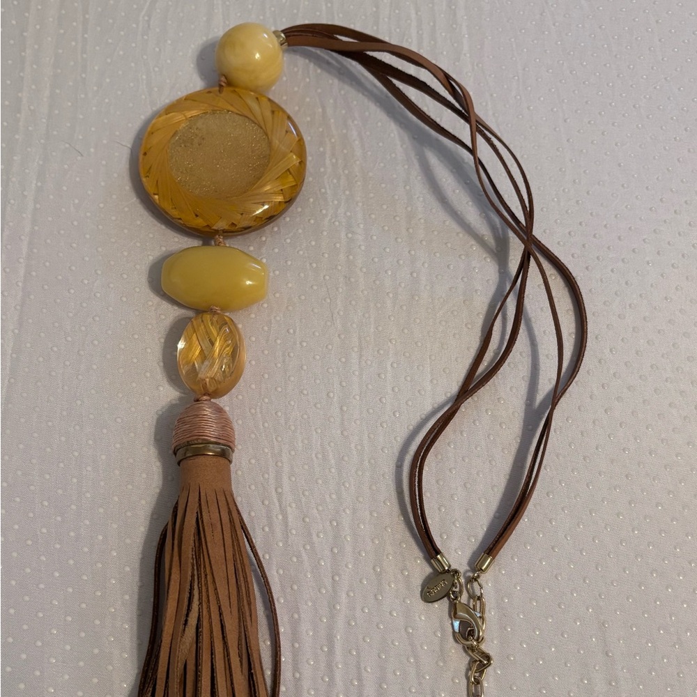 Chico’s Large Neutral Tasseled Necklace